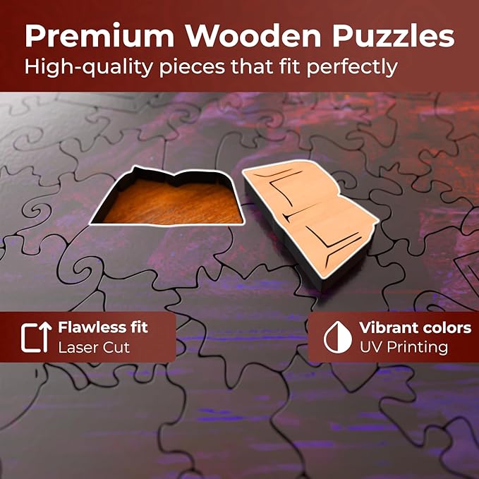 CRAFTHUB Harry Potter Puzzle – A3 Boats to Hogwarts – Wooden Jigsaw Puzzles for Adults – 205 Unique Shaped Pieces – Officially Licensed Merchandise – 10.8" x 14.9"