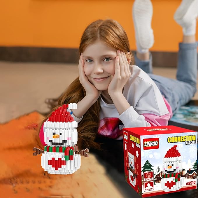 Christmas Building Blocks Compatible for Lego Christmas Snowman Micro Blocks Stacking New Toys Holiday Present Box New Year Gifts for Kids 6-14+ Years Old Boys and Girls(Snowman)