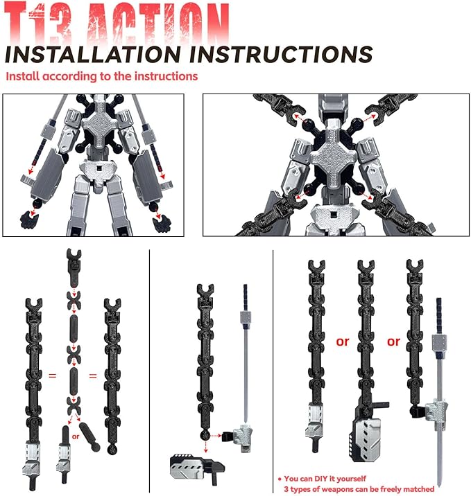 (Assembly Completed) 8 inch T13 Action Figure Set,T 13 Action Figure Multi-Articular Mobile Robot Nova T-13,Desktop Decorations for Game Lovers Toys (Light Blue)