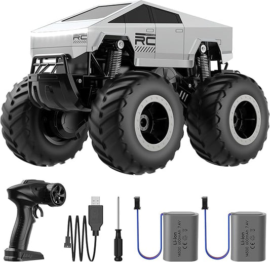 WayEee Cyber Truck Toy RC Car - Remote Control Monster Truck for Kids 6+, Amphibious 4WD All Terrain Off-Road Car, Waterproofing and Durable, 2.4GHz Remote Control, Boys Gift