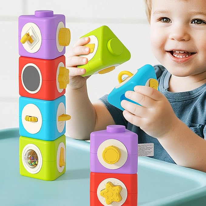 Baby Blocks - Removable Fine Motor Educational Toy | Baby Stacking Blocks Detachable Stacking Block Toys | for Toddler Boys Girls Kids Preschool Kindergarten Home Homeschool Travel Holiday