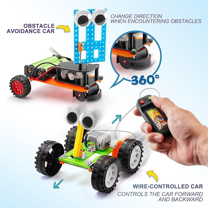 STEM Kits for Kids Age 8-10, Science Robot Building Kits for Boys Crafts 8-12 5-7, STEM Toys for 6 7 8 10 12 13 Year Old Boys Girl Gifts, Science Experiments for Kids 6-8, Car Engineering Projects