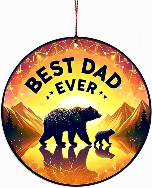 Papa Bear Best Dad Ever Ornament Suncatcher Effect, Fathers Day Ornaments, Best Dad Ever Gifts for Decorations, Senior 2025 Ornament, Family Keepsake for Father's Day, Birthday