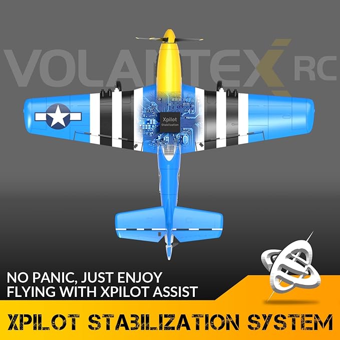 RC Plane for Adults and Kids, 4 Channel Hobby Remote Control Airplane P51 Mustang Fighter with 6-Gyro System for Beginners Learning to Fly