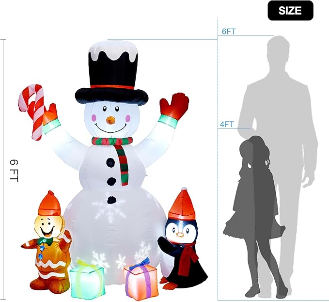 Christmas Decorations, Inflatable Snowman Christmas Yard Decoration - 6ft Built in Colorful Rotating LED Lights Blow Up Outdoor Yard Decorations for Holiday/Party/Lawn/Garden, Ultimate Unicorn