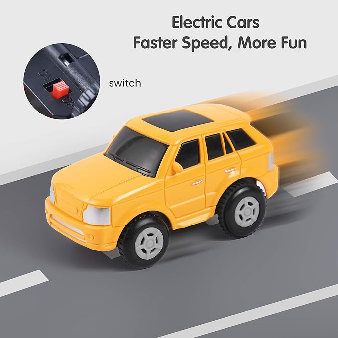 TUMAMA 249pcs Construction Race Track Vehicle Toys for Boys and Girls, STEM Building Bendable Cars Track Sets for Toddlers 3 4 5 6 Years Old