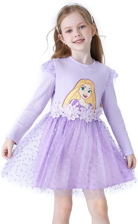 Disney Princess Frozen Minnie Mouse Dress Girls Sparkle Ruffle Tulle Tutu Birthday Party Fall Outfits Clothes Baby to Toddler