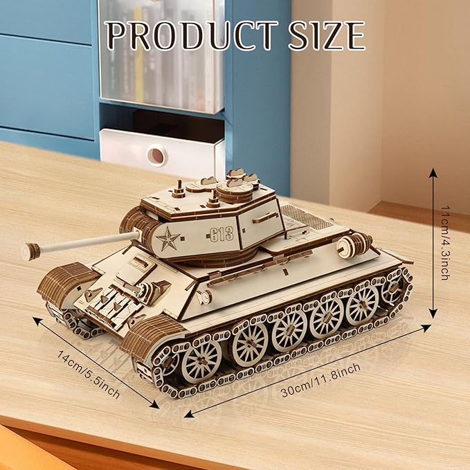 3D Wooden Puzzle for Adults, DIY Tank Model, Creative Assembly Model Building for Adults, DIY Assembly Puzzle, Woodcraft Kit for Christmas Day