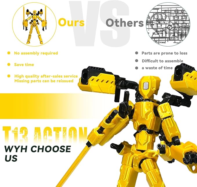 8 inch T13 (Assembly Completed) Action Figure Set,T 13 Multi-Articular Mobile Robot Nova T-13,Desktop Decorations for Game Lovers Toys (Red)