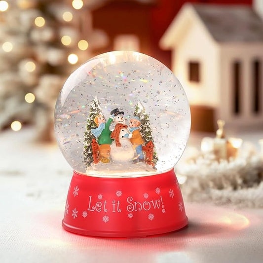 120mm Christmas Snow Globe Lamp - Red Base Musical Holiday Decoration Xmas Tree & Snowman with Timer, USB Power, Festive Room Light, Best Gift for Christmas,New Year