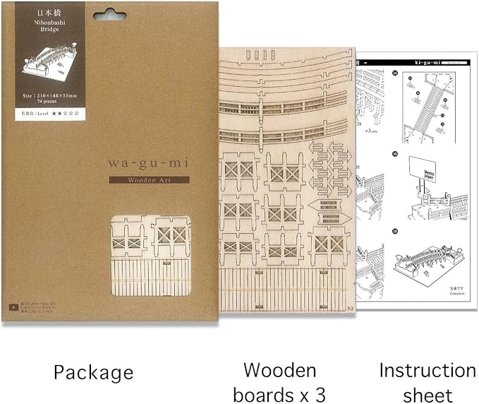 Nihonbashi Wooden Architecture 3D Puzzle - Fun DIY Wood Craft Kits