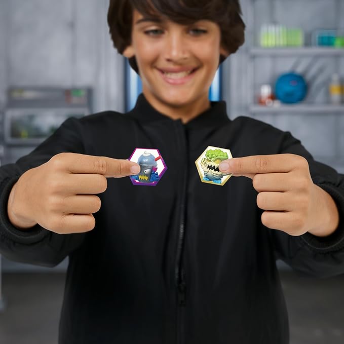 MRBEAST LAB Swarms Series 3, Hyper Fusion Series, 6 Pack - Lab Pack Includes 6 Micro Beasts, 6 Collectible Stickers & 2 Stackable Fusion Caps to Build Out Your Own