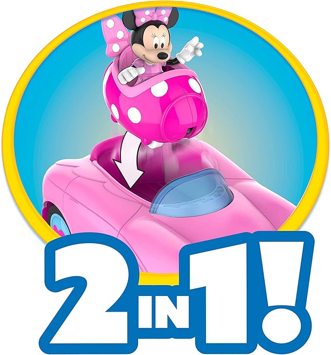 Disney Junior Mickey Mouse Funhouse Transforming Vehicle, Minnie Mouse, Pink Toy Car, Preschool, Kids Toys for Ages 3 Up by Just Play