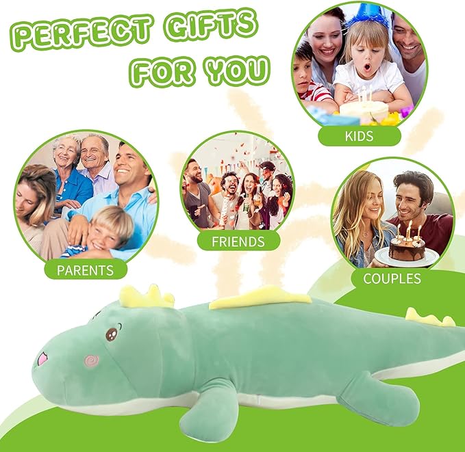 52 inch Jumbo Dinosaur Plush, Huge 4 Feet Large Dinosaur Stuffed Animals, Big Dinosaurs Plushies Body Pillows, Gifts for Kids Boys Girls, Birthday