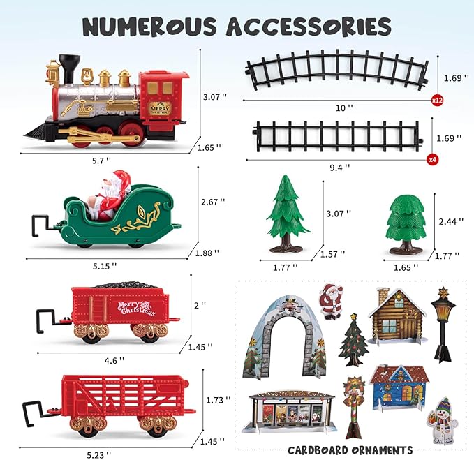 Train Toy for Toddler, Christmas Train Set Around Tree with Light & Sound for Kids, Battery Operated Electric Locomotive Engine, Cake Toppers Stocking Stuffers Gift for Toddlers Boys & Girls Ages 3-5