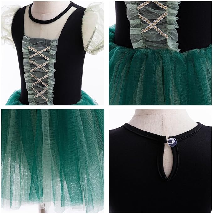 DYMCII Baby Girls Princess Ballet Dress Short Sleeve Leotards Skirted Tutu Dancewear Halloween Christmas Party Fancy Costume