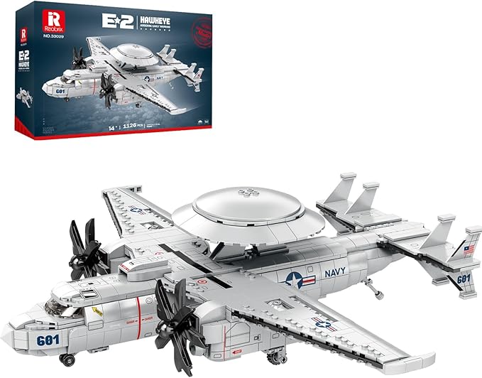 Reobrix E-2 Hawkeye Military Airplane Building Set,Warning Aircraft Fighter Jet Model Kits 33029,Airborne Building Toy for Adults, Boys 14+, Home Decor Gift for Adult, 1126PCS