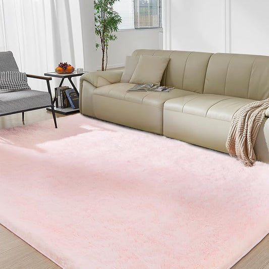 Fluffy Cute Rug for Living Bedroom, Pink Fluffy Soft Plush Area Rugs for Girls Bedroom, Fuzzy Nursery Rug for Baby's Toddler's，Clorful Room Decor for Teenage, Easy-Cleaning, Non Shedding, 3X4