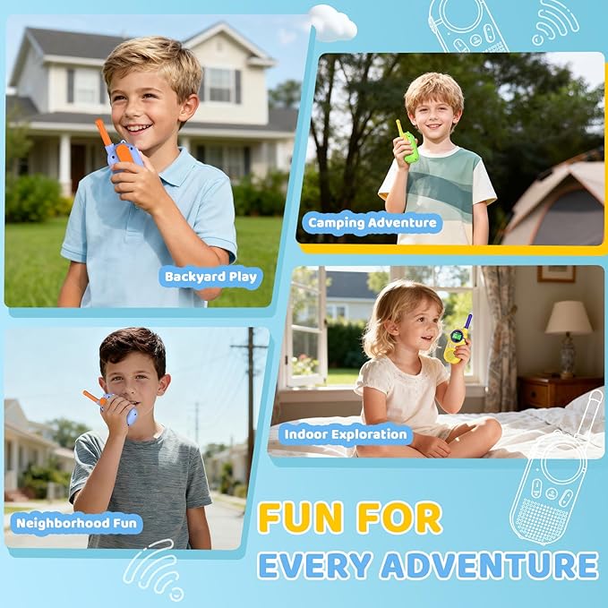 MOICO Toys for 3-12 Year Old Boys Girls,Rechargeable Long Range Walkie Talkies for Kids with 22 Channels,3 4 5 6 7 8 Year Old Kids Gift, Perfect for Outdoor Camping,Hiking,Christmas and Birthday