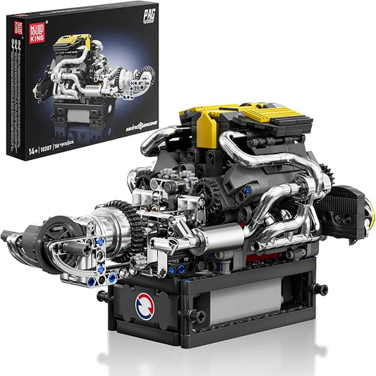 Mould King V12 Engine Building Sets, V8 Model Engine Kit for Adults, Engine Scale Model with Motor, 10207 STEM DIY Building Kits That Works, Blocks Toys for Aged 14+(761 Pieces)