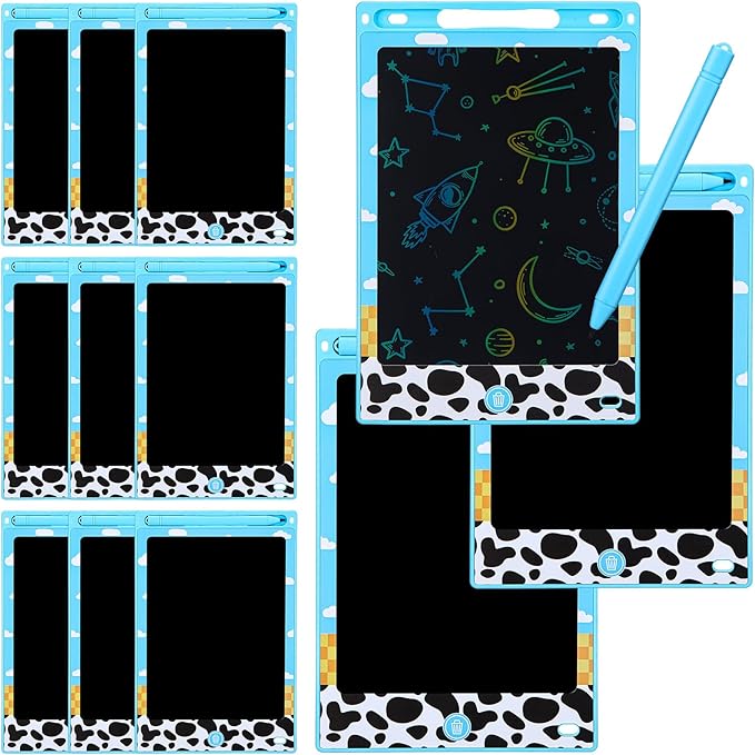 Nezyo 12 Pack Large Toy Party Favors LCD Writing Tablet for Kids 8.5 Inch Cartoon Toys Drawing Tablet Erasable Reusable Electronic Drawing Pads for Birthday Party Supplies Gifts Goodie Bags Stuffers