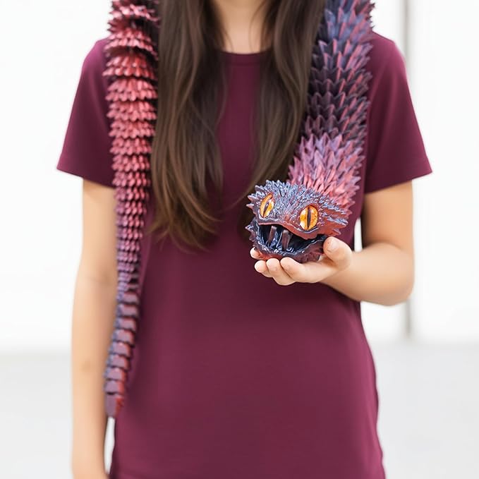 47.5inch Super Large 3D Printed Snake Models,Movable Teeth,Flexible Joint Animal lacertid Figurines, Stress Relief, Fidget restlessness, ADHD Toys, Surprise Fantasy Gifts (RBL/47.5inch)