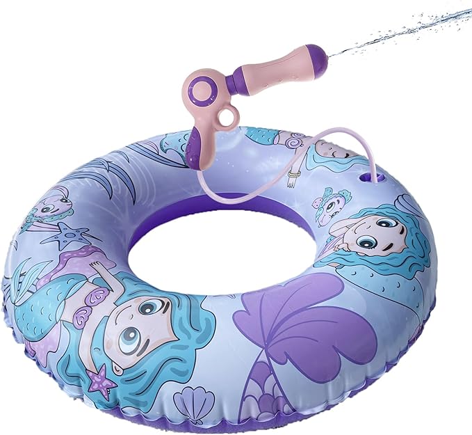 Inflatable Pool Float with Water Gun, Floaties for Adults Teens and Kids, Pool Toys for Kids Ages 8-12, Beach Inner Pool Tubes for Floating, Summer Fun Pool Party Swim Ring
