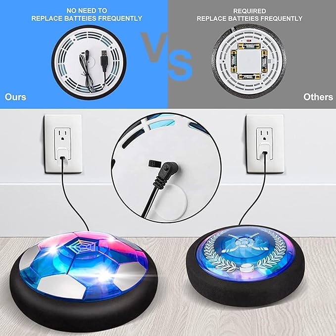 3-in-1 Hover Hockey Soccer Ball Kids Toys Set, Led Lights Floating Air Football, Indoor Outdoor Sport Toys for Kids, Christmas Birthday Gifts for Boys Girls Aged 3 4 5 6 7 8-12