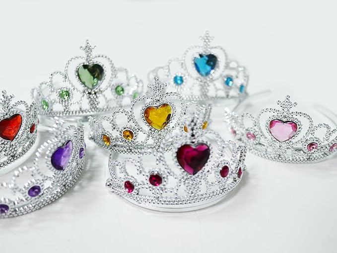 S & E TEACHER'S EDITION 16 Pcs Tiaras Crown Set, Princess Dress Up Costume Birthday Party Favors Accessories Kid Birthday