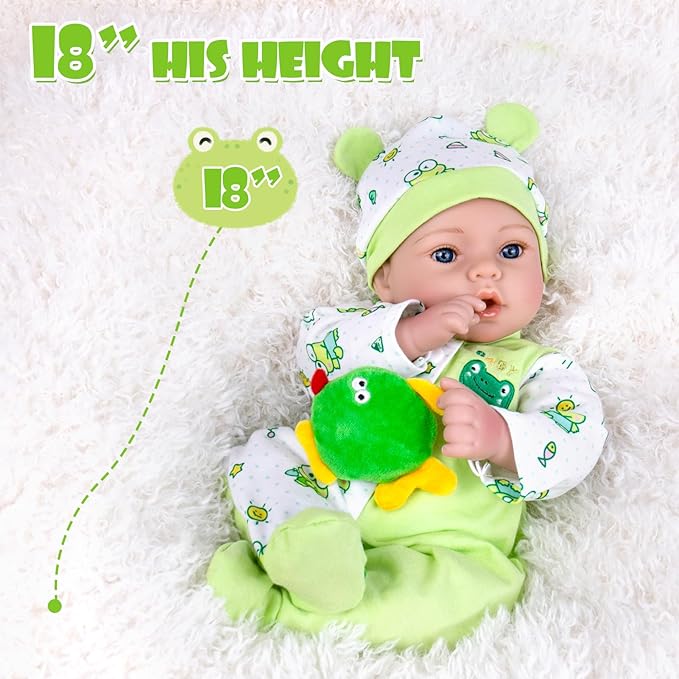 Aori Reborn Baby Dolls Realistic 18 inch - Lifelike Newborn Babies That Look Real, Nice Gift Set for Kids, Parents-to-be, Grandparents