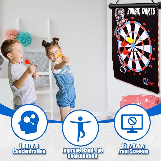 Magnetic Dart Board for Kids, Double-Sided Dart Board with 12 Magnetic Darts, Indoor/Outdoor Fun Party Game Toy, Birthday Gift for Ages 3 4 5 6 7 8 9 10 11 12 Year Old Boy Girl
