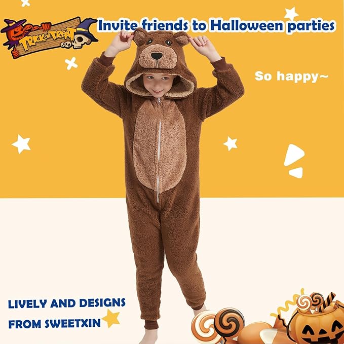 SWEETXIN Unise Kids Jumpsuit Cosplay Onesie One Piece Suit for Girls Boys Halloween Character Costume Dress Up Party