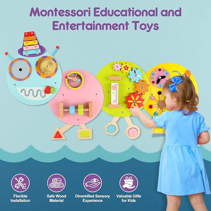 Activity Wall Busy Board: Montessori Sensory Wall Panles Caterpillar Learning Activity Panels (Caterpillar A)