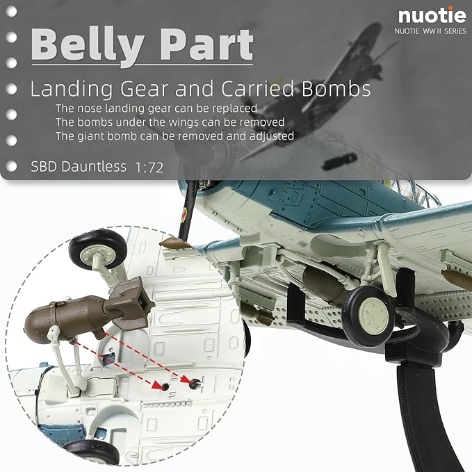 1/72 Douglas SBD-3 Best Dauntless Dive Bommber Model World War II Midway Vintage Warplane Metal Diecast Aircraft Military Display Airplane for Display Collection or Gift