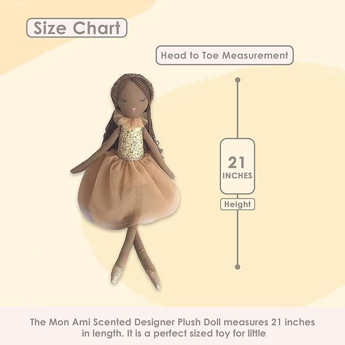 MON AMI Chocolate Scented Designer Plush Doll – 21”, Fun Adorable Stuffed Toy Gift for Kids of All Ages, Use as Toy or Room Décor