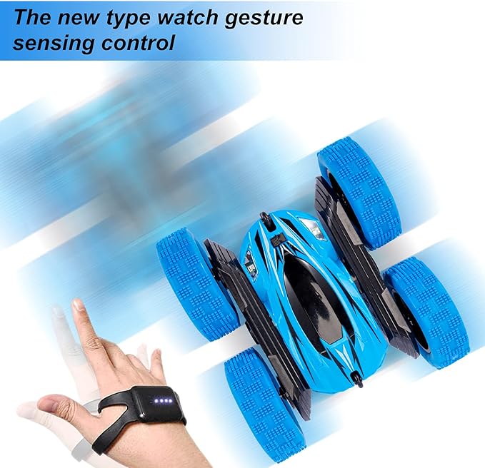 2PACK RC Stunt Car Watch Gesture Sensor Car 4WD Double Sided 360 Degree Rotating Tumbling Rechargeable Car High Speed 2.4GHZ Off Road Hobby RC Toy Cars for Xmas Birthday Gift Adults,Kids