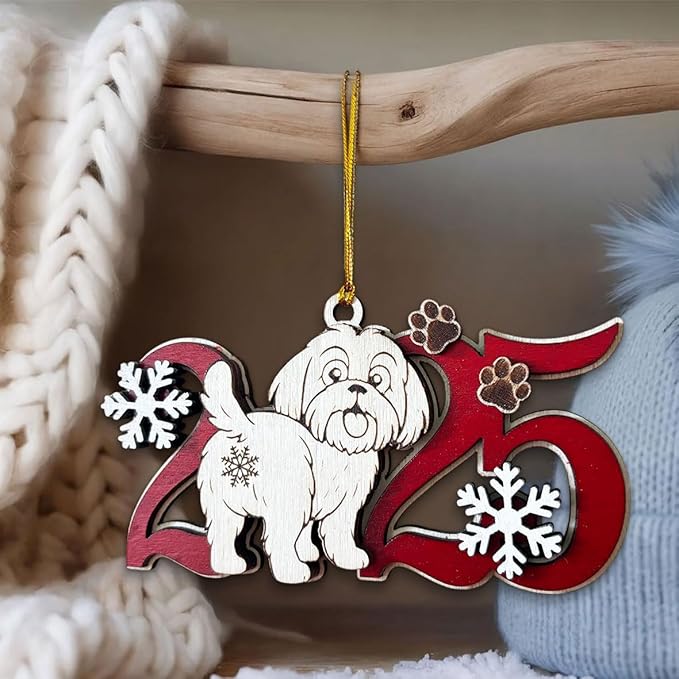 2025 Shih-Tzu Christmas Ornament – Wooden Dog Ornament for Tree, Cute Puppy Holiday Decoration, Personalized Pet Keepsake Gift for Women, Men, Kids, Dog Mom & Dad