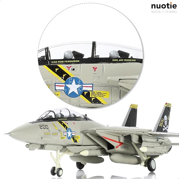 1/100 F-14 Tomcat Fighter Aircraft Model Fighter U.S. Navy VF-84 Jolly Rogers Airplane Model with Display Stand Pre-Built Military F14 Plane (VF-84) Collection Gift for Adults