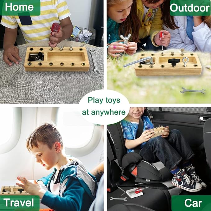 Montessori Screwdriver Board Set, Wooden Montessori Toy Tool for 3 4 5 Year Old Kids, Educational Screw Board Sensory Learning Toys STEM Fine Motor Skills Toys