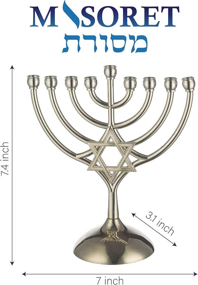 Metal Hanukkiah 9 Branch Menorah 7 * 6.3" Magen David