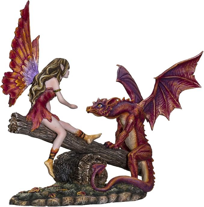 Pacific Giftware FairyTate Fairy Red Dragon on The Seesaw Decorative Resin Collectible Figurine Statue