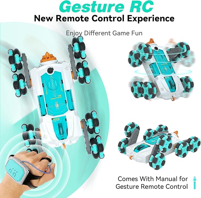 8WD Hand Controlled RC Stunt Car, Gesture Sensing Remote Control Crawler Car for Boys Age 8-13, 2.4Ghz Climbing Toys for Kid 10 11 12 Year Old, Christmas Birthday Gifts for Boys Girls (White)
