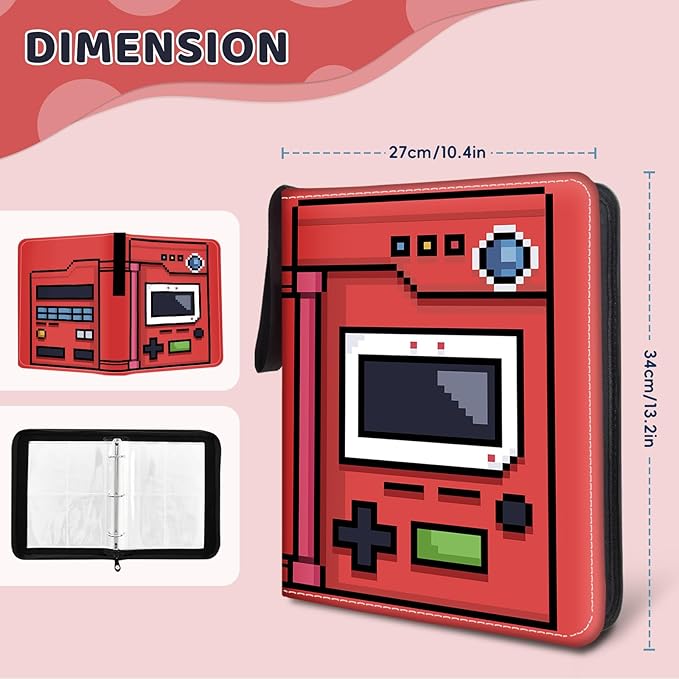 400 Pocket Game Card Binder, Trading Card Storage Album with 50 Durable 4-Pocket Pages, Game Design on Pocket Card Packs, Thanksgiving Christmas Birthday Gifts for Gamer Lover Collector's Album