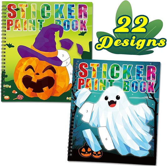 90shine 2PCS Halloween Crafts for Kids Ages 4-8 Sticker Books Gift Party Favors Create 22 Pictures