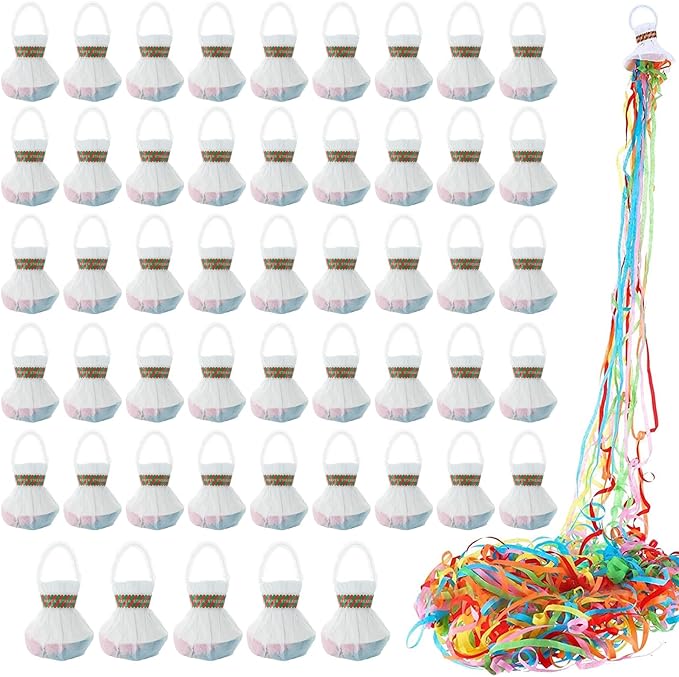 50 Pcs Colorful Streamer Poppers, No Mess Paper Streamers, Hand Throw Streamers for Party Decorations, Wedding, Graduation, Celebration