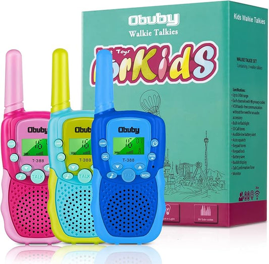 Walkie Talkies for Kids - 22 Channels 2 Way Radio with Backlit LCD Flashlight, 3 KM Range, Gift Toys for Age 3 and Up, Boys and Girls, Outdoor, Hiking, Camping