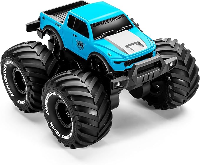 1:18 Scale Amphibious LED RC Car ，2.4GHz All 20 Km/h Off Road Terrain Remote Control Drift Truck, Waterproof Truck for 8+ Year Old Boys Girls Kids Gifts (Blue)