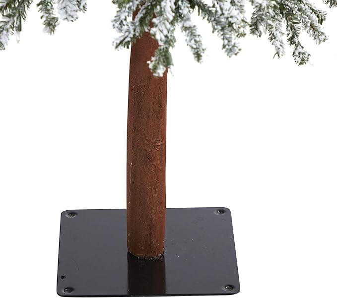 Nearly Natural 7ft. Flocked Grand Alpine Artificial Christmas Tree with 400 Clear Lights and 950 Bendable Branches on Natural Trunk