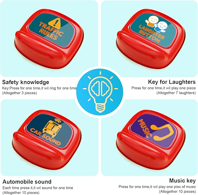 HONGTUO Bus Toy with Sound and Light, Simulation Steering Wheel Gear Toy, Toddlers Bus Toys with Music Education Knowledge Simulation Driving Bus Toys, Gift for 1-3-5 Boys & Girls