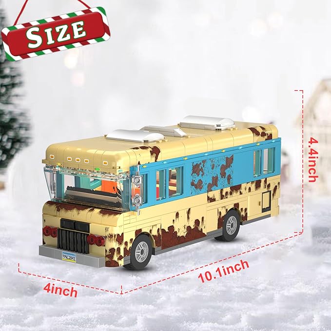 Christmas Cousin's RV Building Kit, LED Christmas Holiday Snow Village RV, 10.1 Inch Christmas RV Compatible with Lego Gifts for Boys, Girls, Family, and Friends (532pcs)